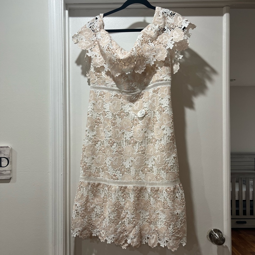 ASOS Chi Chi London High-Neck Lace Pencil Midi Dress